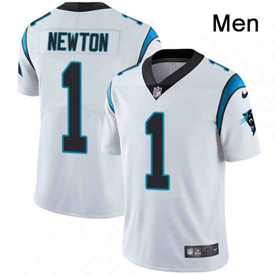 Mens Nike Carolina Panthers 1 Cam Newton White Vapor Untouchable Limited Player NFL Jersey